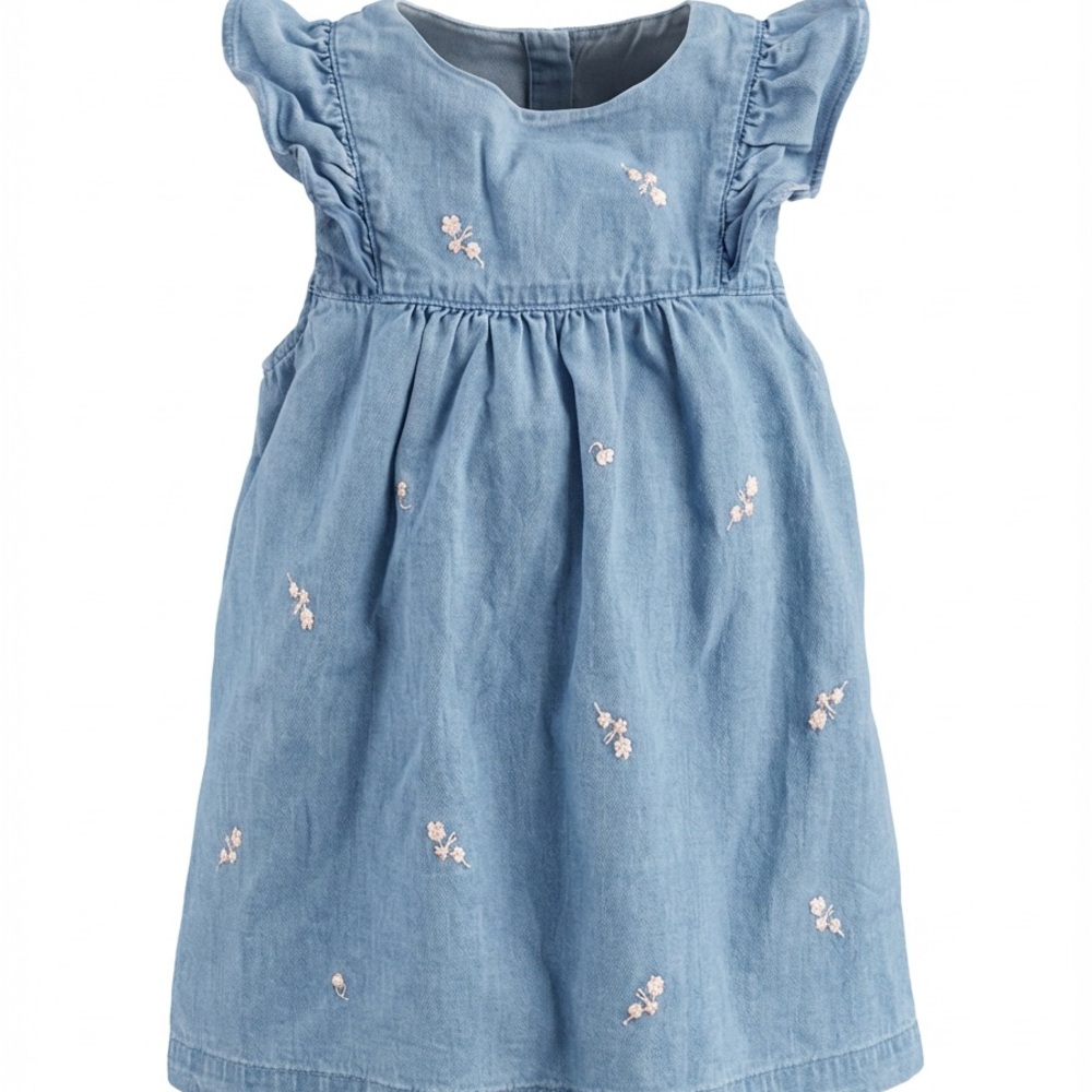 Zara Cotton Dress with Floral Embroidery